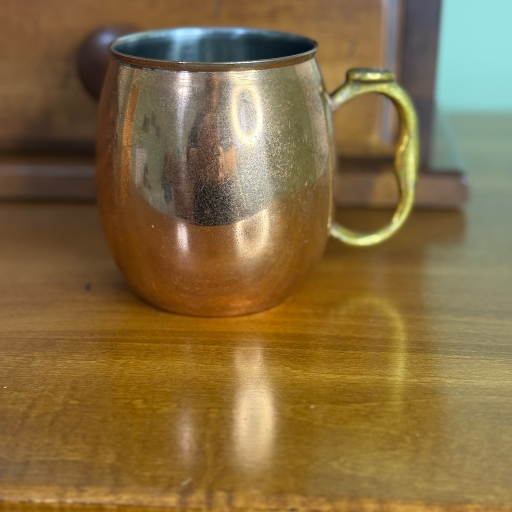 Vintage 1990 OGGI Moscow mule‎ copper brass handle mug 16 ounces cup barware
